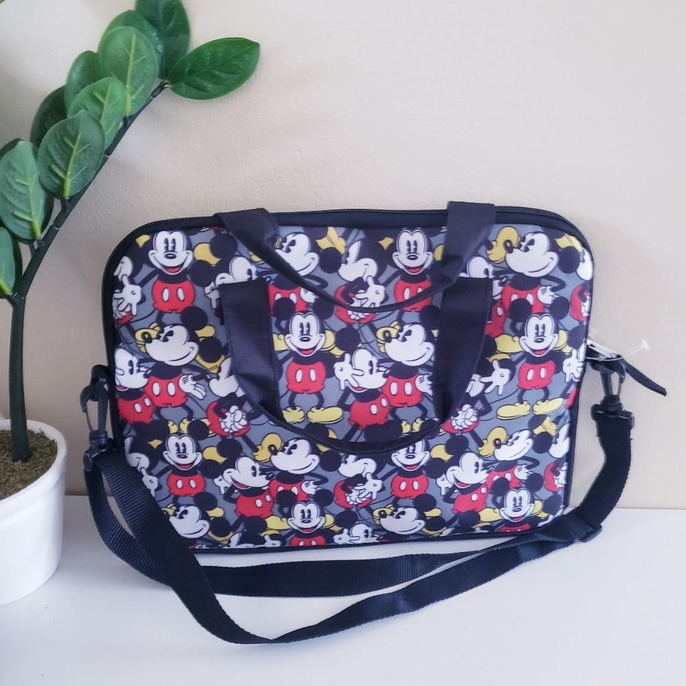 Licensed DISNEY NWOT Mickey Mouse Slim Monogram Laptop Messenger Bag - O/S